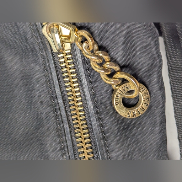 MOSCHINO Black Nylon Leather Trim Backpack Gold-tone Logo - Picture 10 of 14